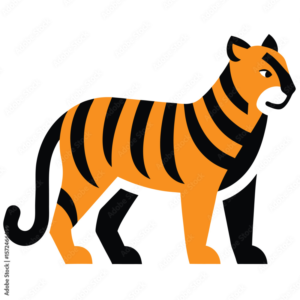 Fototapeta premium Stylized tiger with orange and black stripes animal wildlife