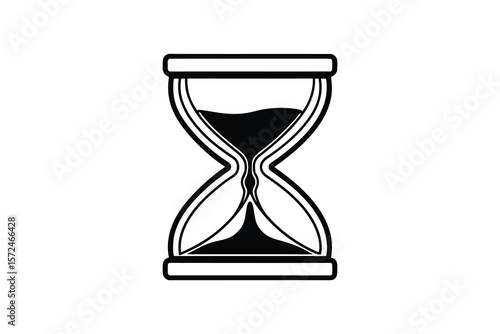 Elegant Hourglass Illustration Depicting Time Passing in a Minimalist Silhouette Style on White Background silhouette