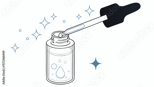 Beauty Serum in a Bottle: An enchanting depiction of a beauty serum being carefully dispensed into a bottle using a dropper, highlighting the purity and potential of this luxurious skincare product. 