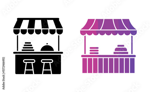 Market Stall or Food Stand Icons