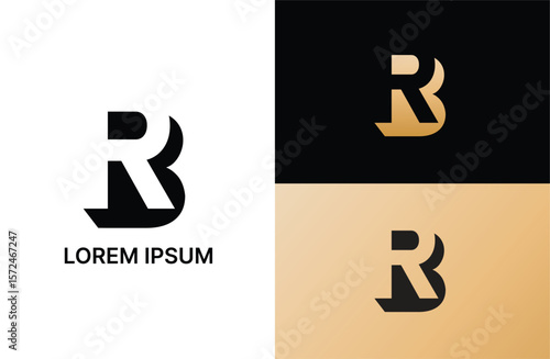 RB initial number negative space logo vector icon design isolated background