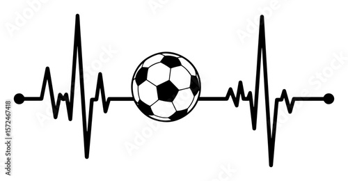 soccer football heartbeat lifeline with ball vector illustration