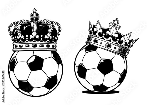 soccer ball with royal crown king of football vector