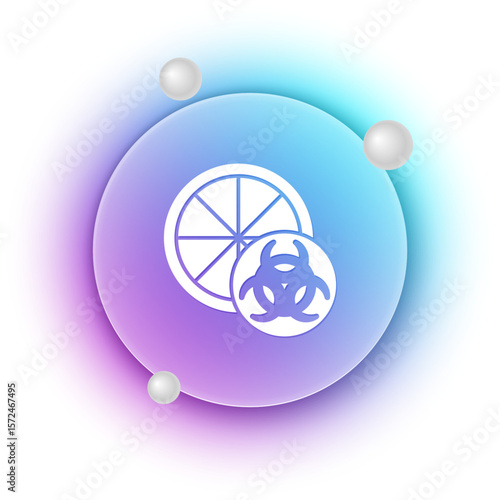 White Genetically modified citrus fruit icon isolated on white background. Orange in a cut. Healthy lifestyle. GMO fruit. Blue and purple gradient circle background. Vector