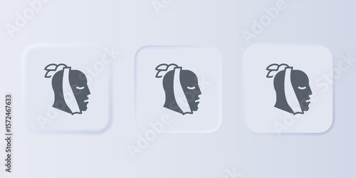 Grey Toothache icon isolated on grey background. Set icons in square buttons. Vector
