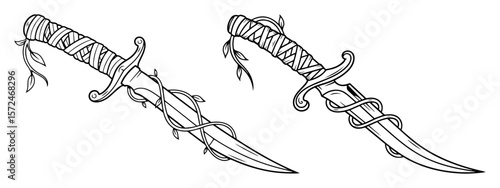 crossed daggers ornamental weapon illustration