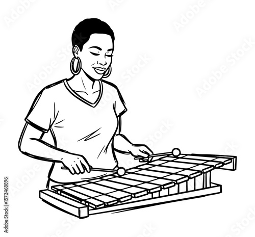 woman playing xylophone musical instrument