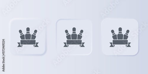 Grey Bowling pin icon isolated on grey background. Set icons in square buttons. Vector