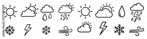 weather forecast icons minimal line set