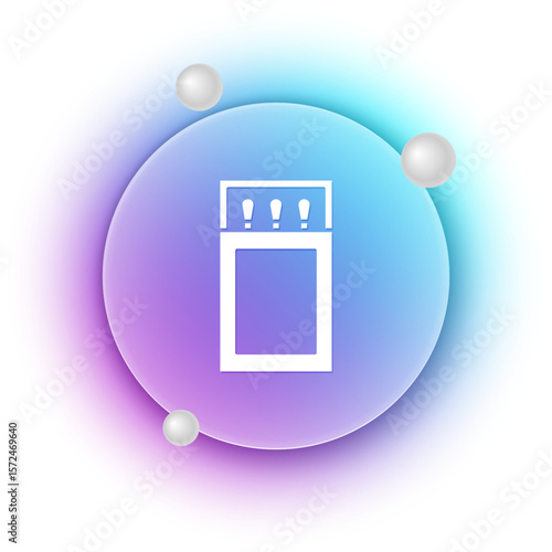 White Open matchbox and matches icon isolated on white background. Blue and purple gradient circle background. Vector