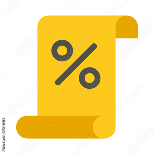 Percentage Scroll Document Icon Yellow Financial Report Vector