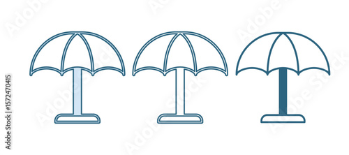 Blue Sun protective umbrella for beach icon isolated on white background. Large parasol for outdoor space. Beach umbrella. Vector