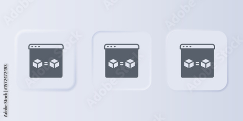 Grey 3D printer perfect copy icon isolated on grey background. 3d printing. Set icons in square buttons. Vector