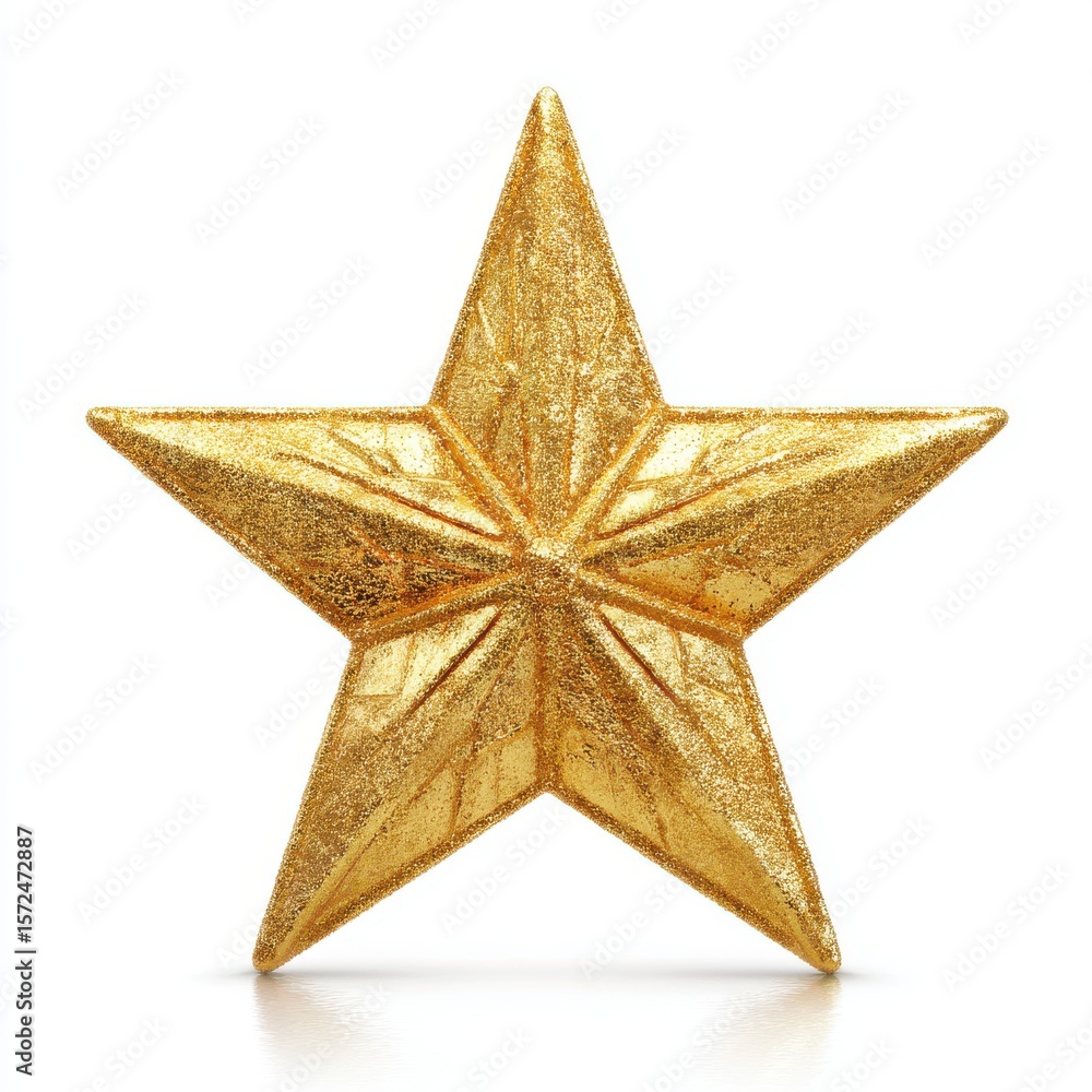 Shiny gold glitter star ornament isolated on white background Shiny gold glitter star ornament isolated on white background