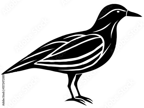 Abstract watercolor bird silhouette