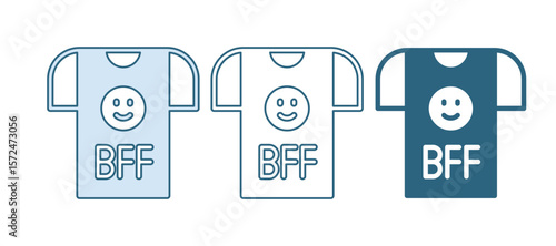 Blue BFF or best friends forever icon isolated on white background. Vector