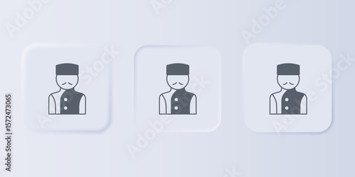 Grey Concierge icon isolated on grey background. Set icons in square buttons. Vector