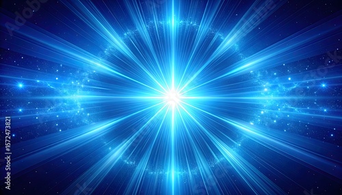 Abstract space background with glowing blue starburst and textured void.