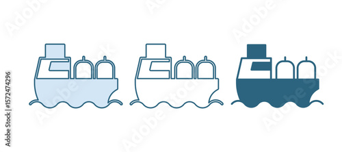Blue Oil tanker ship icon isolated on white background. Vector