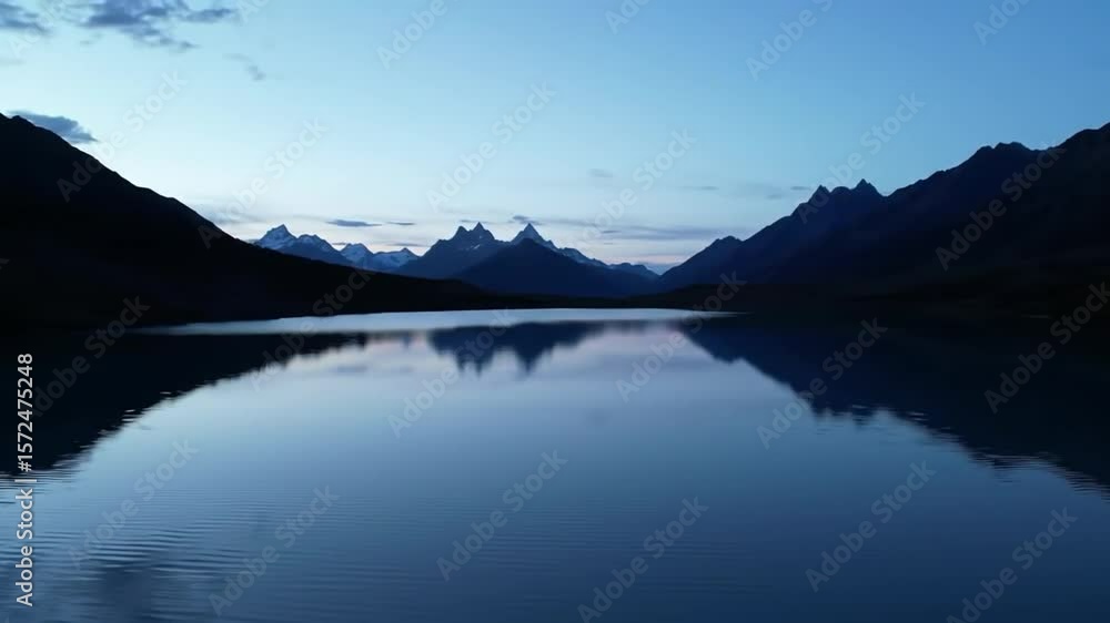 Mountain Lake Reflection At Twilight Reveals Serene Nature Scene Mountain Lake Reflection At Twilight Reveals Serene Nature Scene