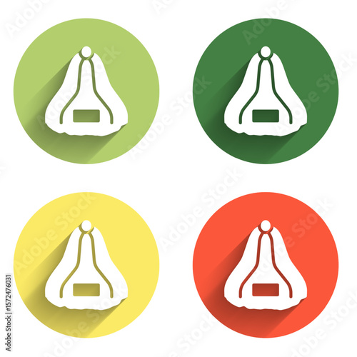 Set Sauna hat icon isolated with long shadow background. Color circle button. Vector