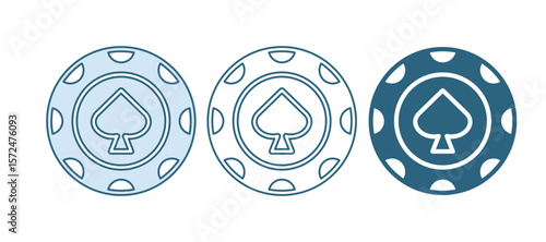 Blue Casino chips icon isolated on white background. Casino gambling. Vector