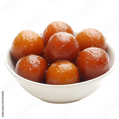 A bowl filled with gulab jamun dessert on a black background view