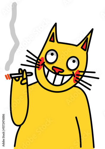 Illustration of a smoking cat