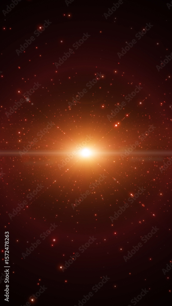 Fototapeta premium Futuristic red space light with star and dots illustration.