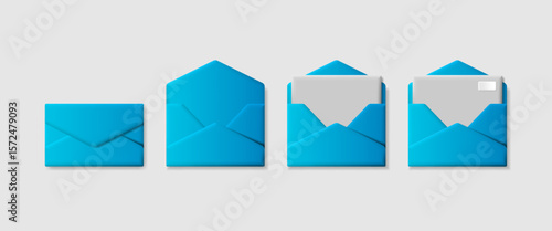 Envelopes set. 3D letter icon. Symbol of mail, messages.