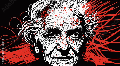 Abstract image of old woman with dementia and Alzheimers disease