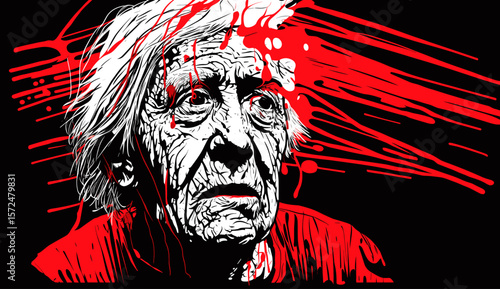 Abstract image of old woman with dementia and Alzheimers disease