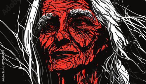 Abstract image of old woman with dementia and Alzheimers disease
