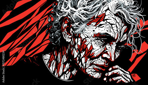 Abstract image of old woman with dementia and Alzheimers disease