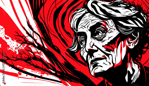 Abstract image of old woman with dementia and Alzheimers disease