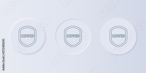 Grey Shield protecting from virus, germs and bacteria icon isolated on grey background. Immune system concept. Corona virus covid-19. Set icons in square buttons. Vector