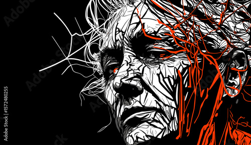 Abstract image of old woman with dementia and Alzheimers disease