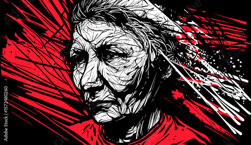 Abstract image of old woman with dementia and Alzheimers disease