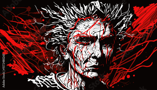 Abstract image of old woman with dementia and Alzheimers disease