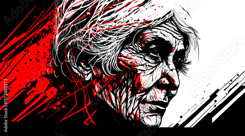 Abstract image of old woman with dementia and Alzheimers disease