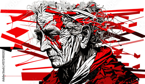 Abstract image of old woman with dementia and Alzheimers disease