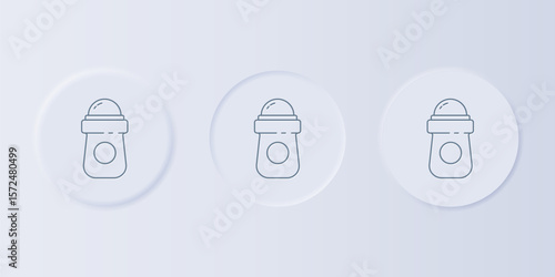 Grey Antiperspirant deodorant roll icon isolated on grey background. Cosmetic for body hygiene. Set icons in square buttons. Vector