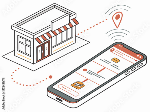 A vector showing a phone with an augmented reality