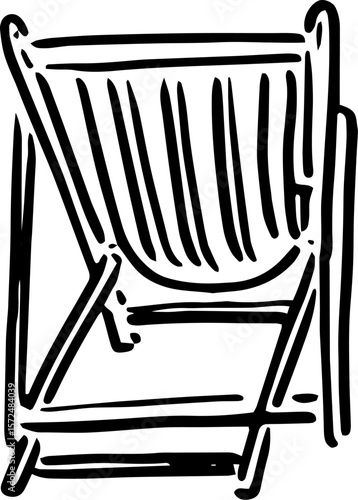Stylized Beach Lounger Sketch for Relaxation Product Label