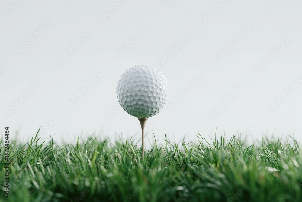 Golf ball on tee in grass Golf ball on tee in grass