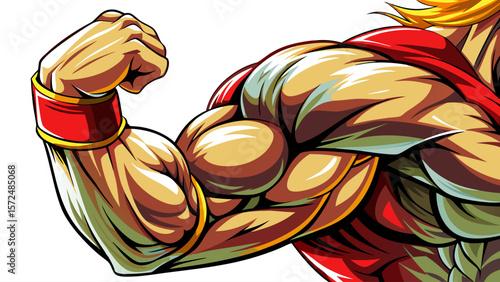Close up on a bodybuilder biceps,shoulder,arm white  background