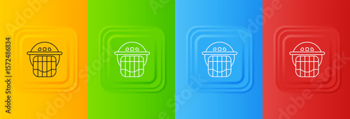 Photography White Hockey helmet icon isolated on colorful background