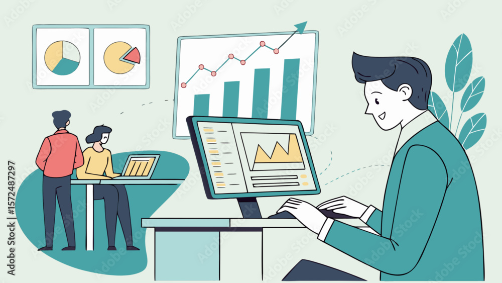 Business data analysis and reporting with team collaboration and chart visualization for growth strategy Business data analysis and reporting with team collaboration and chart visualization for growth strategy