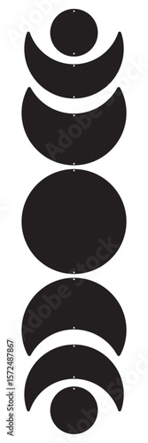 Minimalist moon phase wall decor laser cut template with clean solid silhouettes