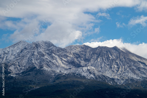 Snow-covered Sakurajima, Kagoshima Prefecture